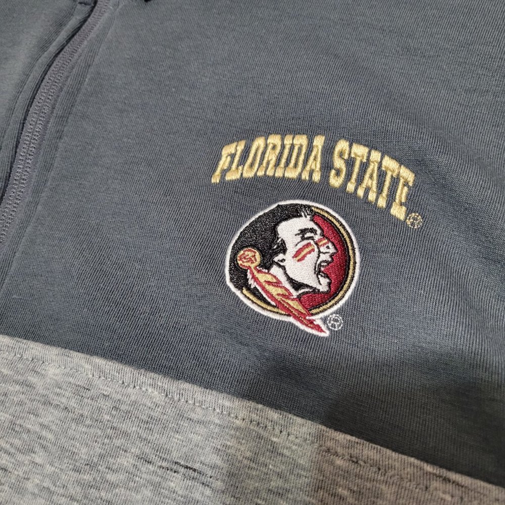 Champion FSU Florida State Seminoles Pullover 1/4 Zip Sweatshirt Jacket Grey ACC - Picture 2 of 8